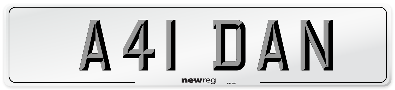 A41 DAN Number Plate from New Reg